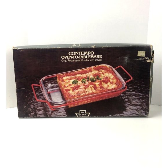 Contempo Oven to Table Roaster W/Metal Server in Almond Color 3 Quart in Org Box - Picture 2 of 12